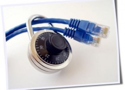 Padlock on two network cables,